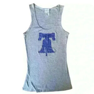 MLB Genuine Apparel 5th & Ocean Phillies Women’s Rhinestone Tank Top EUC Size‎ L